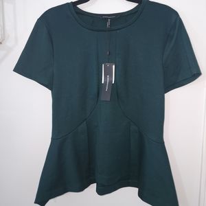 NWT BCBGMAXAZRIA Green Peplum Top Size L